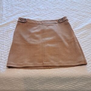 LOFT Tan Mini Skirt with Button Accents